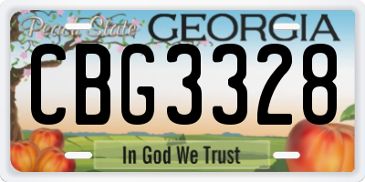 GA license plate CBG3328