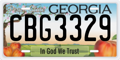 GA license plate CBG3329
