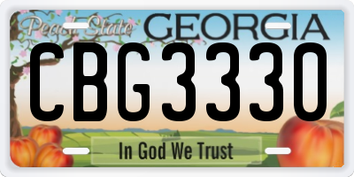 GA license plate CBG3330