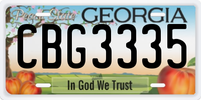 GA license plate CBG3335