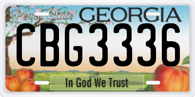 GA license plate CBG3336