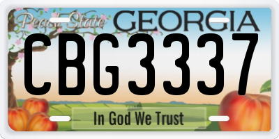 GA license plate CBG3337