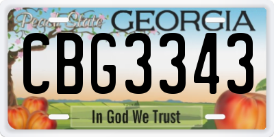 GA license plate CBG3343