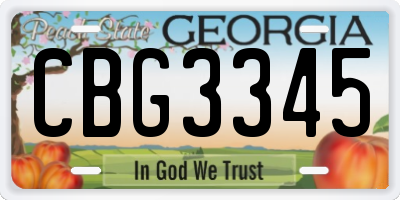 GA license plate CBG3345