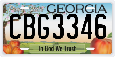 GA license plate CBG3346