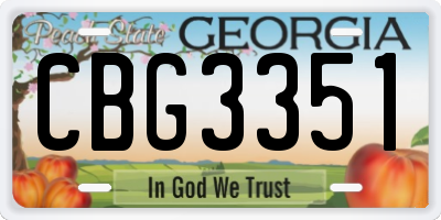 GA license plate CBG3351