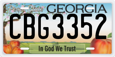 GA license plate CBG3352