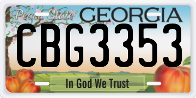GA license plate CBG3353