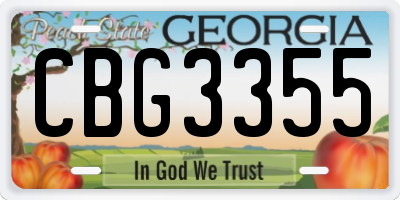 GA license plate CBG3355