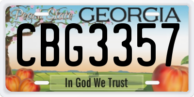 GA license plate CBG3357