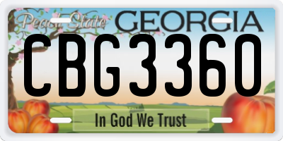 GA license plate CBG3360