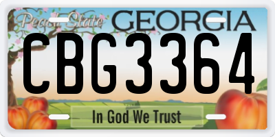 GA license plate CBG3364