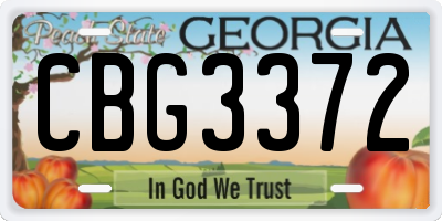 GA license plate CBG3372