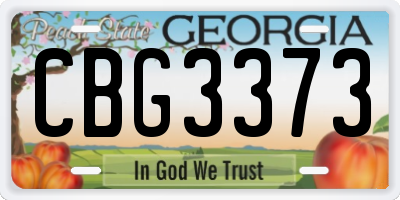 GA license plate CBG3373