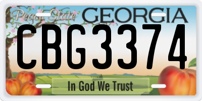 GA license plate CBG3374
