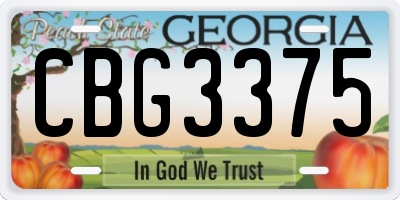 GA license plate CBG3375