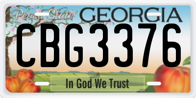 GA license plate CBG3376