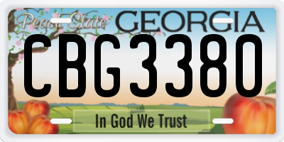 GA license plate CBG3380