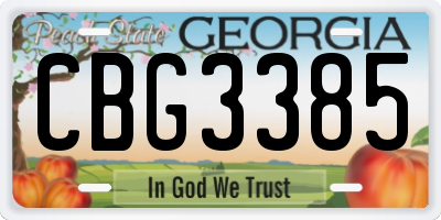 GA license plate CBG3385