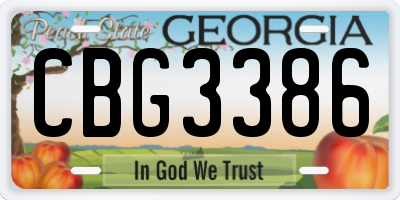 GA license plate CBG3386