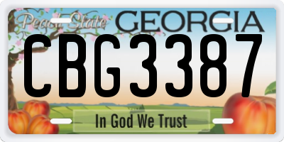 GA license plate CBG3387