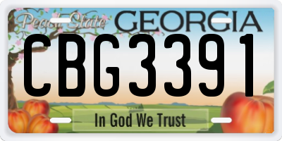 GA license plate CBG3391