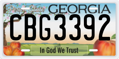 GA license plate CBG3392