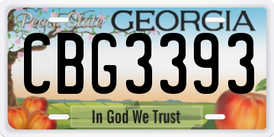 GA license plate CBG3393