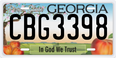GA license plate CBG3398