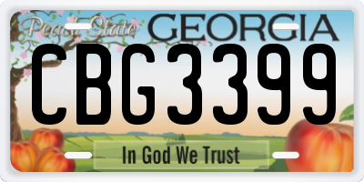 GA license plate CBG3399