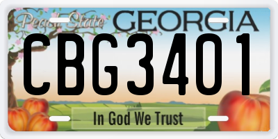 GA license plate CBG3401