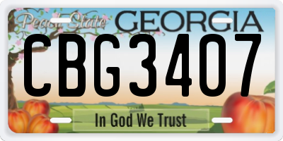 GA license plate CBG3407