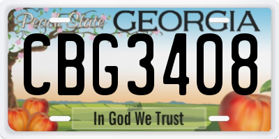 GA license plate CBG3408