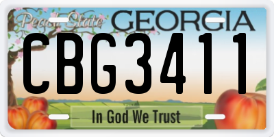GA license plate CBG3411