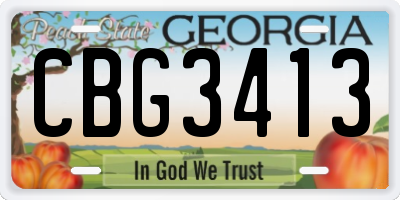 GA license plate CBG3413