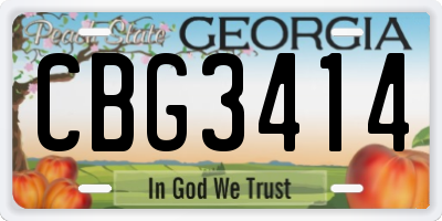 GA license plate CBG3414
