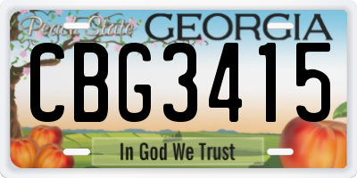GA license plate CBG3415