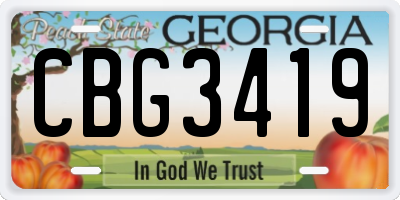 GA license plate CBG3419