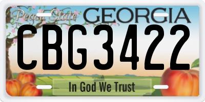 GA license plate CBG3422
