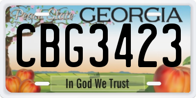 GA license plate CBG3423