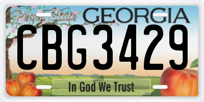 GA license plate CBG3429