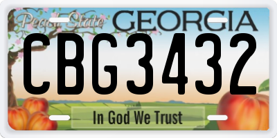 GA license plate CBG3432