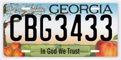 GA license plate CBG3433