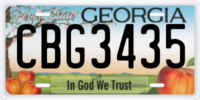 GA license plate CBG3435