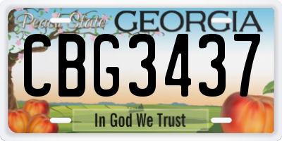 GA license plate CBG3437