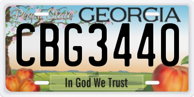 GA license plate CBG3440