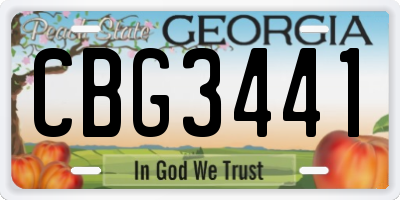 GA license plate CBG3441