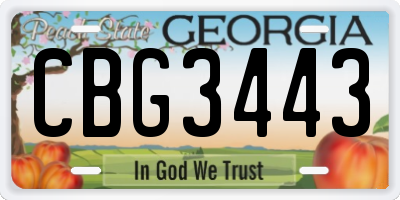 GA license plate CBG3443
