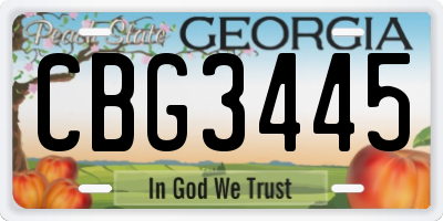 GA license plate CBG3445