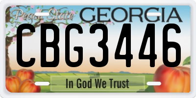 GA license plate CBG3446